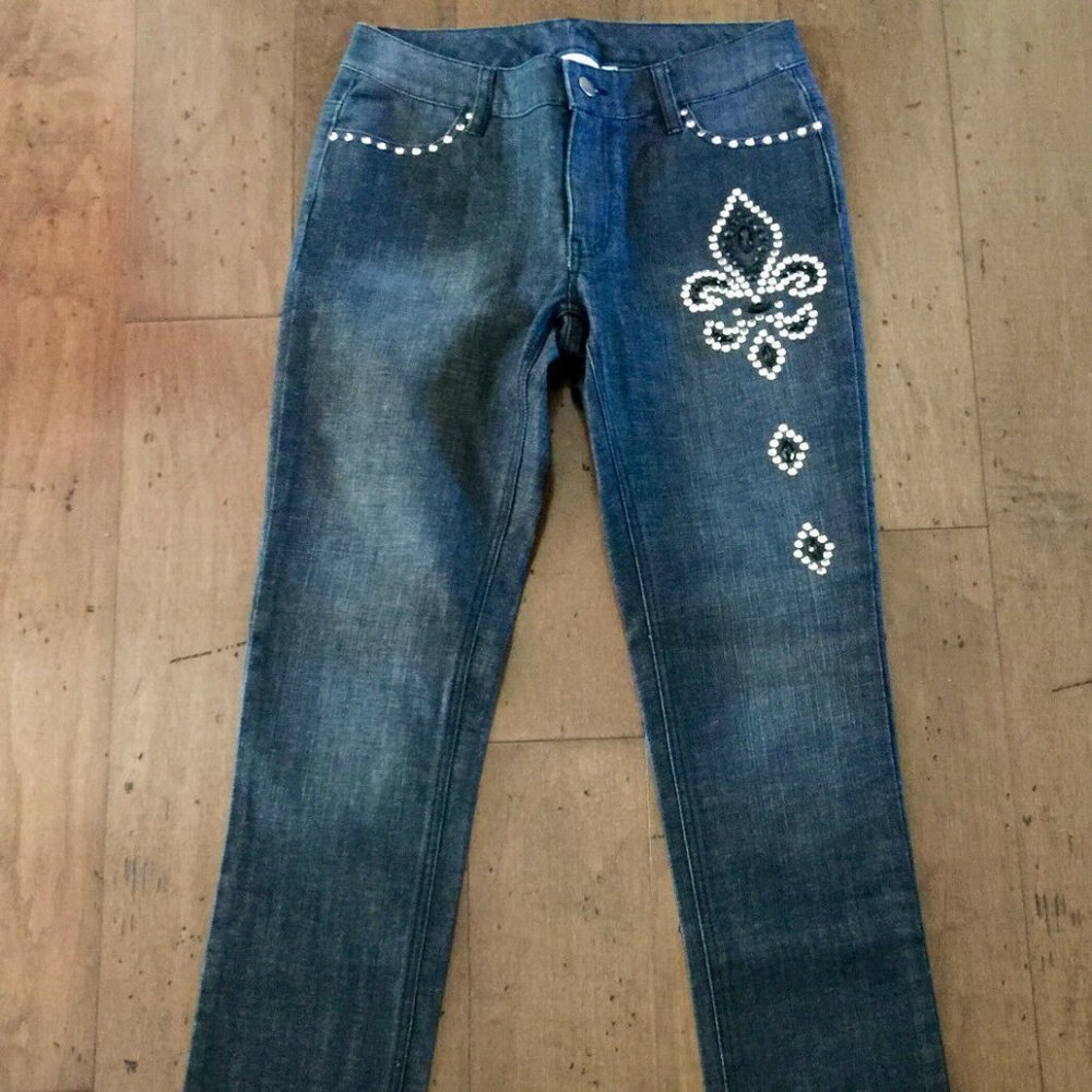 NWOT Boston Proper Fleur de Lis Studded Jeans